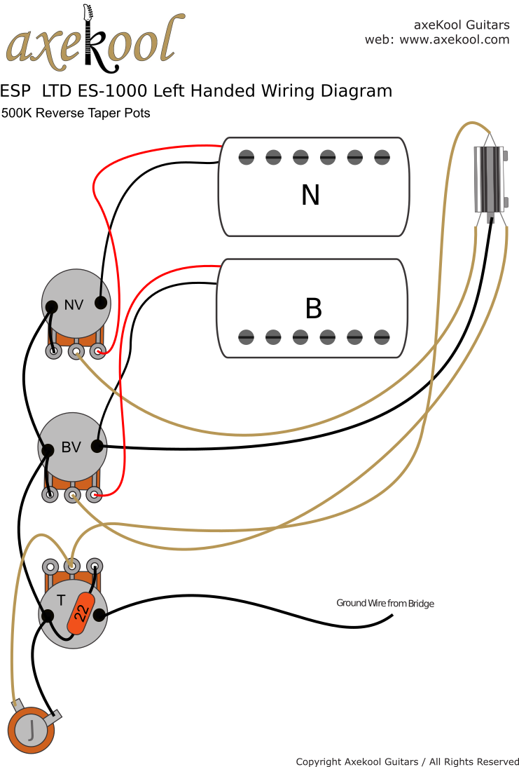 ESP / LTD ES-1000 Left Handed Wiring Diagram ESP / LTD ES-1000 Left Handed Wiring Diagram