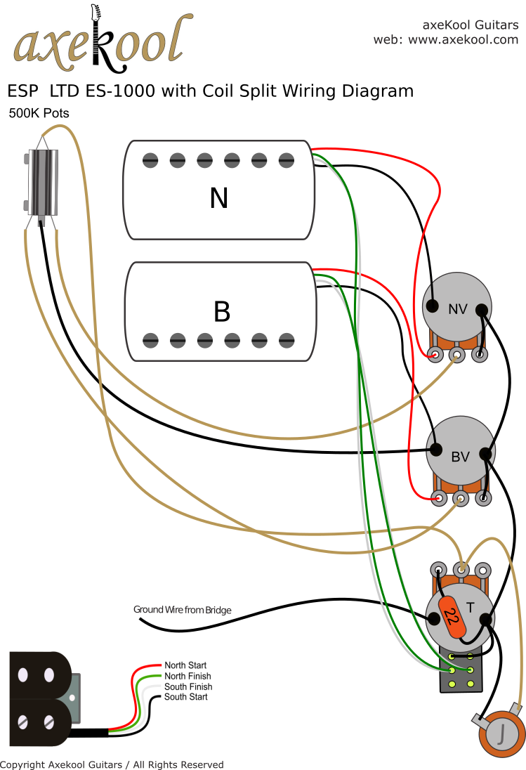 ESP / LTD ES-1000 with Coil Split Wiring Diagram
