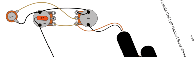 Fender Mustang 1970's Split Single Coil Left Handed Bass Wiring Diagram & Fitting Instructions
