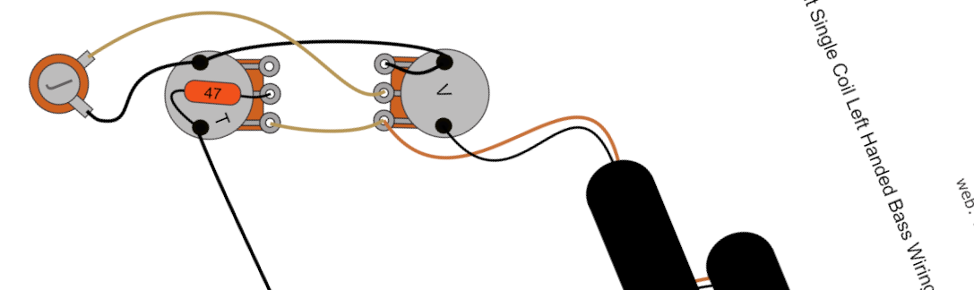 Fender Mustang 1970's Split Single Coil Left Handed Bass Wiring Diagram & Fitting Instructions