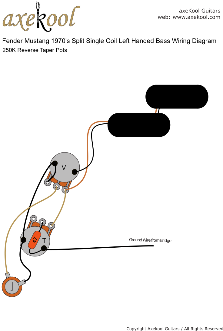 Fender Mustang 1970's Split Single Coil Left Handed Bass Wiring Diagram