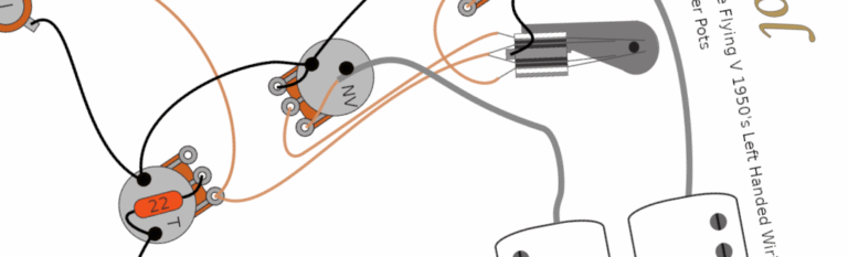 Gibson & Epiphone Flying V 1950's Left Handed Wiring Diagram & Fitting Instructions