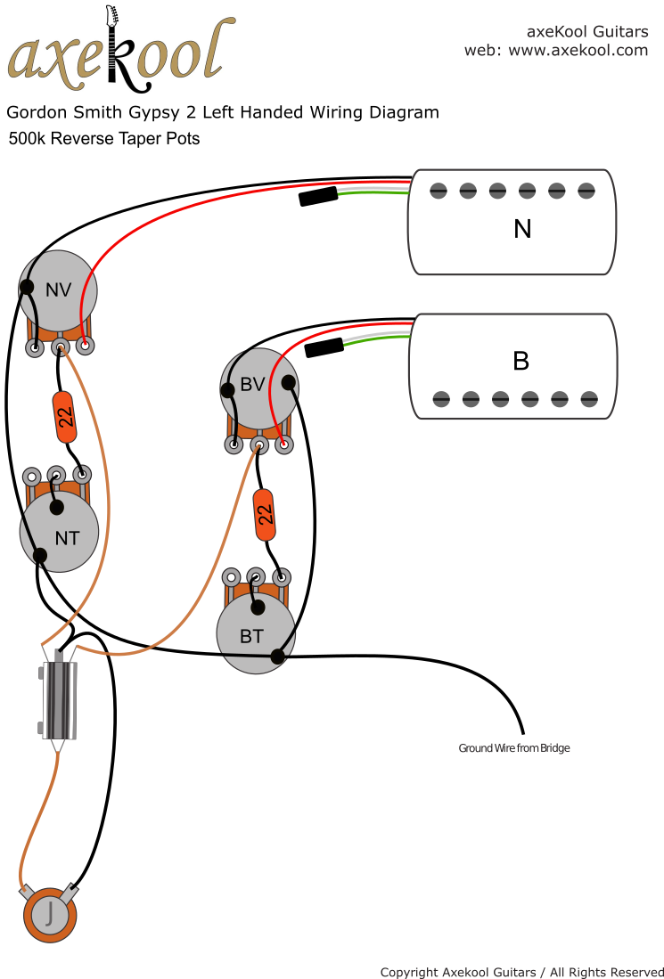 Gordon Smith Gypsy 2 Left Handed Wiring Diagram & Fitting Instructions Gordon Smith Gypsy 2 Left Handed Wiring Diagram & Fitting Instructions