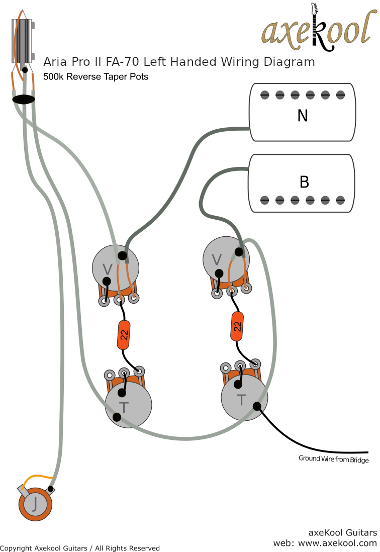 Aria Pro II FA-70 Left Handed Hollowbody Wiring Diagram