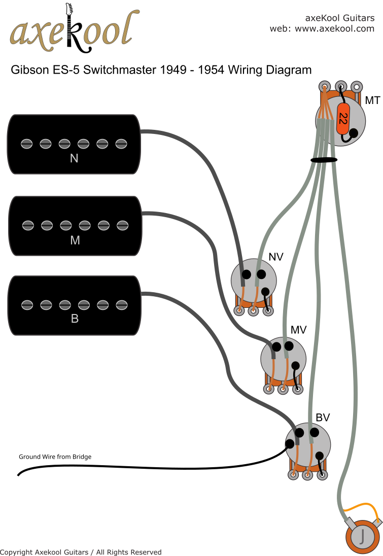 Gibson ES-5 Switchmaster 1949-1954 Wiring Diagram Gibson ES-5 Switchmaster 1949-1954 Wiring Diagram