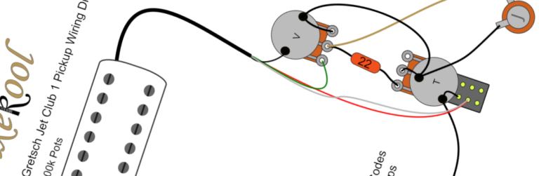 Gretsch Jet Club 1 Pickup Wiring Diagram & Fitting Instructions