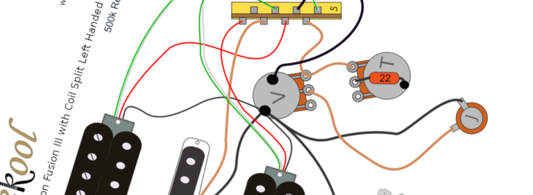 Harley Benton Fusion III with Coil Split Left Handed Wiring Diagram & Fitting Instructions