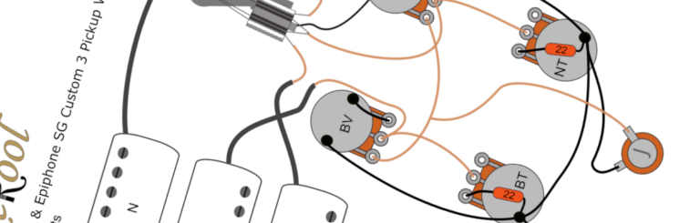 Gibson & Epiphone SG 3 Pickups (2 Volume) Wiring Diagram & Fitting Instructions